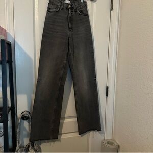 Zara TRF High Rise Wide Leg Jeans Gray